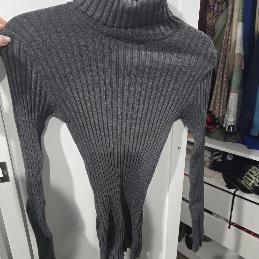 It's Our Time Charcoal Ribbed Turtleneck Sweater